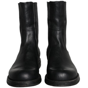 Dolce & Gabbana Black Horse Leather Mid Calf Boots Men Shoes