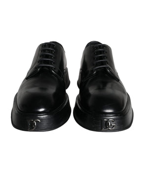 Dolce & Gabbana Black Calf Leather Derby Formal Dress Shoes