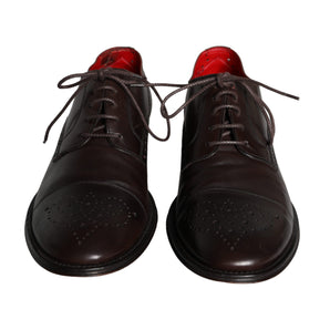 Dolce & Gabbana Brown Calfskin Leather Lace Up Oxford Shoes