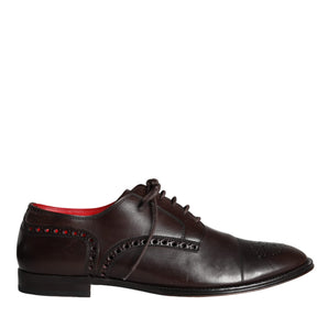 Dolce & Gabbana Brown Calfskin Leather Lace Up Oxford Shoes