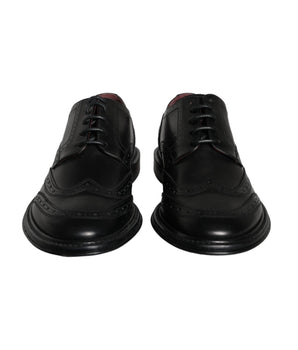 Dolce & Gabbana Black Leather Oxford Wingtip Formal Men Shoes