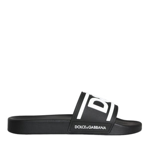 Dolce & Gabbana Black White Sandals Rubber Beachwear Shoes