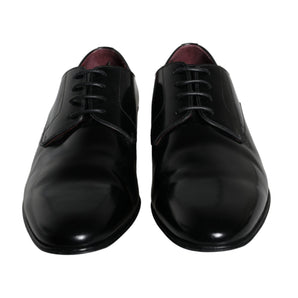 Dolce & Gabbana Black Leather Derby Formal Dress Men Shoes