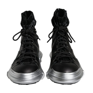 Dolce & Gabbana Black Nylon Galileo High Top Sneakers Shoes