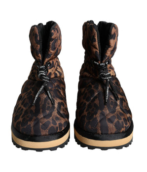 Dolce & Gabbana Brown Leopard Ankle Boots Padded Shoes