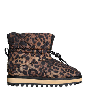Dolce & Gabbana Brown Leopard Ankle Boots Padded Shoes