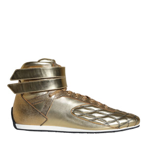 Dolce & Gabbana Gold Leather Sartoria High Top Sneakers Shoes