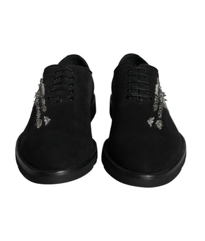 Dolce & Gabbana Black Suede Sicilia Lace Up Formal Shoes