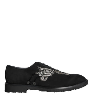 Dolce & Gabbana Black Suede Sicilia Lace Up Formal Shoes