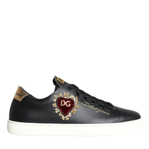 Dolce & Gabbana Black Portofino Sacred Heart Sneakers Shoes