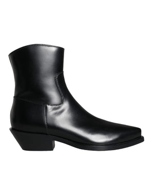 Dolce & Gabbana Black Leather Ankle Boots Booties Shoes