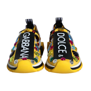 Dolce & Gabbana Yellow Sorrento Crystals Sneakers Womens Shoes