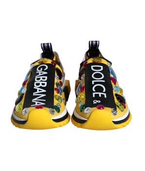 Dolce &amp; Gabbana Yellow Sorrento Crystals Sneakers Womens Shoes
