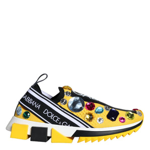 Dolce & Gabbana Yellow Sorrento Crystals Sneakers Womens Shoes