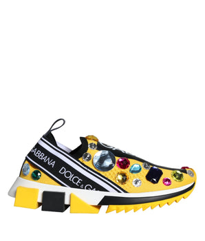 Dolce &amp; Gabbana Yellow Sorrento Crystals Sneakers Womens Shoes
