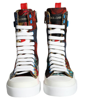 Dolce & Gabbana Multicolor Patchwork Logo High Top Sneakers Shoes