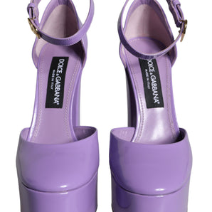 Dolce & Gabbana Purple Leather Platform Ankle Strap Sandals Shoes