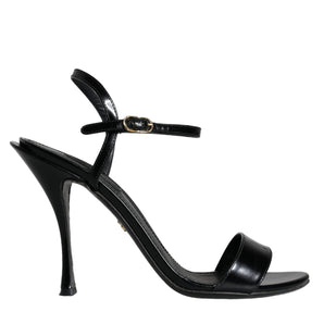 Dolce & Gabbana Black KEIRA Leather Heels Sandals Shoes