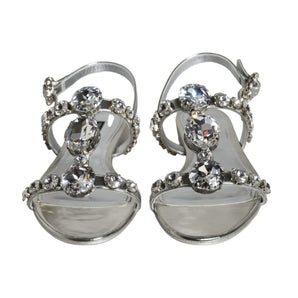 Dolce & Gabbana Silver Crystal Sandals Flats Flip Flops Shoes