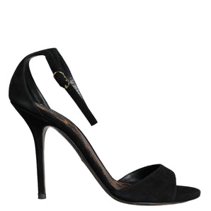 Dolce & Gabbana Black KEIRA Heels Ankle Strap Sandals Shoes