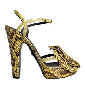 Dolce & Gabbana Yellow Exotic Leather Ankle Strap Heels Sandals Shoes