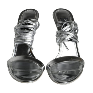 Dolce & Gabbana Metalic Silver Strap Stilettos Sandals Shoes