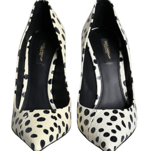 Dolce & Gabbana Black White Polka Dot Leather Pumps Shoes