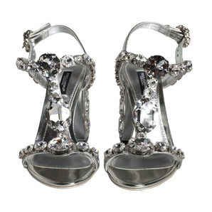 Dolce & Gabbana Silver Crystals High Heels Sandals Shoes