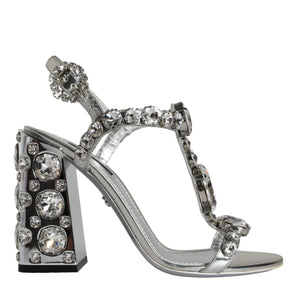 Dolce & Gabbana Silver Crystals High Heels Sandals Shoes