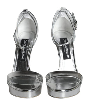Dolce & Gabbana Silver KEIRA Heels Ankle Strap Sandals Shoes
