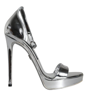 Dolce & Gabbana Silver KEIRA Heels Ankle Strap Sandals Shoes