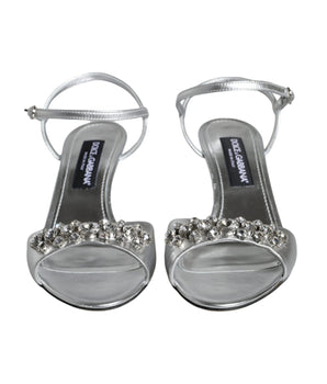 Dolce &amp; Gabbana Sandalias Keira con correa en el tobillo con cristales plateados Zapatos