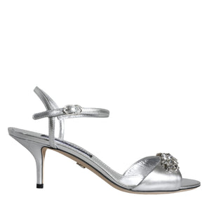 Dolce & Gabbana Silver Crystal AnkleStrap Keira Sandals Shoes