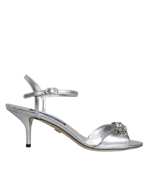Dolce &amp; Gabbana Sandalias Keira con correa en el tobillo con cristales plateados Zapatos