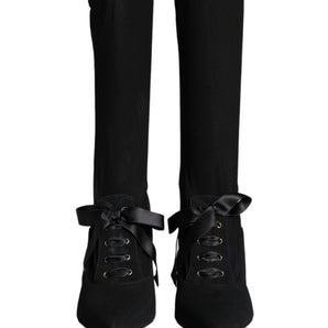 Dolce & Gabbana Black Stiletto Heels Mid Calf Boots Shoes