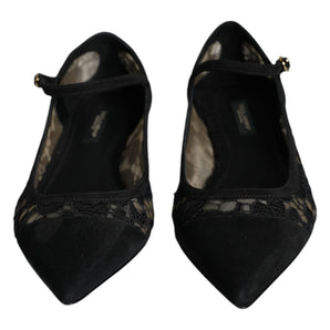 Dolce & Gabbana Black Taormina Lace Bellucci Flats Shoes