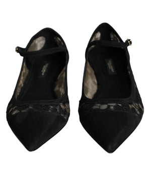 Dolce & Gabbana Black Taormina Lace Bellucci Flats Shoes