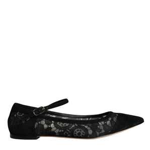 Dolce & Gabbana Black Taormina Lace Bellucci Flats Shoes