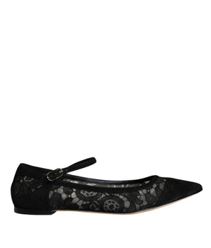 Dolce & Gabbana Black Taormina Lace Bellucci Flats Shoes