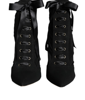 Dolce & Gabbana Black Jersey Stretch Ankle Booties Shoes
