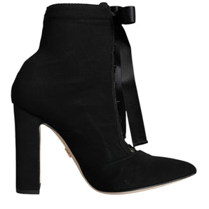 Dolce & Gabbana Black Jersey Stretch Ankle Booties Shoes