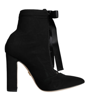 Dolce & Gabbana Black Jersey Stretch Ankle Booties Shoes