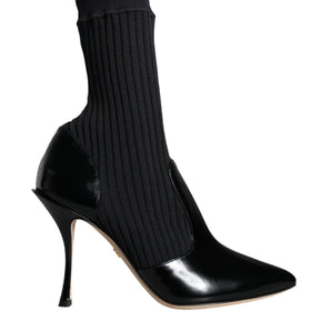 Dolce & Gabbana Black Stretch Stilettos Booties Socks Shoes