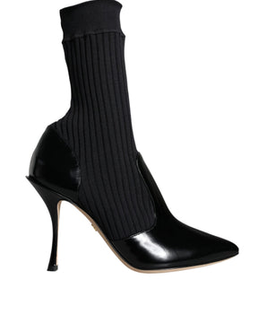 Dolce & Gabbana Black Stretch Stilettos Booties Socks Shoes