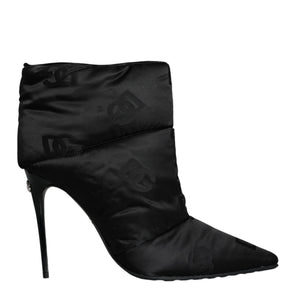 Dolce & Gabbana Black DG Logo Padded Heels Ankle Boots Shoes