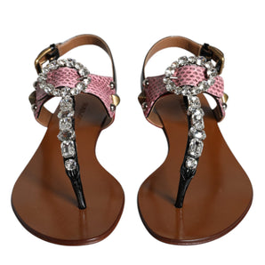 Dolce & Gabbana Multicolor Crystal Sandals Flip Flops Shoes