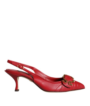 Dolce &amp; Gabbana Zapatos de tacón de cuero rojos Devotion con tira trasera