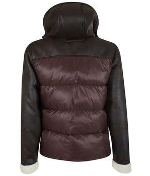 Yes Zee Brown Nylon Men's Quilted Jacket