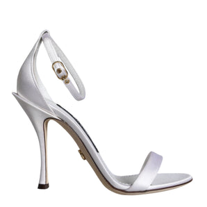 Dolce & Gabbana White KEIRA Heels Ankle Strap Sandals Shoes