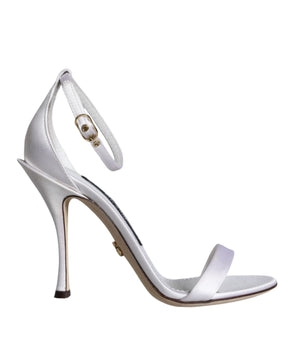 Dolce &amp; Gabbana White KEIRA Heels Ankle Strap Sandals Shoes